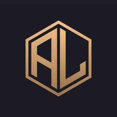 Elegant Hexagon Letter AL Logo Design. Initial Luxurious AL Logo Template