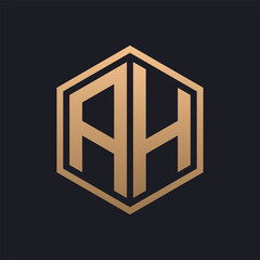 Elegant Hexagon Letter AH Logo Design. Initial Luxurious AH Logo Template