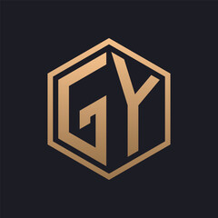 Elegant Hexagon Letter GY Logo Design. Initial Luxurious GY Logo Template