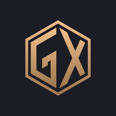 Elegant Hexagon Letter GX Logo Design. Initial Luxurious GX Logo Template