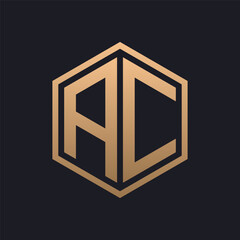 Elegant Hexagon Letter AC Logo Design. Initial Luxurious AC Logo Template