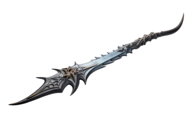 A majestic sword with a long blade shimmering under the sun