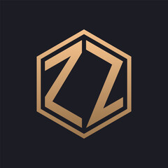 Elegant Hexagon Letter ZZ Logo Design. Initial Luxurious ZZ Logo Template