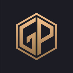 Elegant Hexagon Letter GP Logo Design. Initial Luxurious GP Logo Template