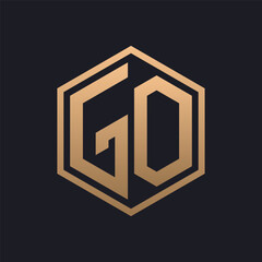 Elegant Hexagon Letter GO Logo Design. Initial Luxurious GO Logo Template