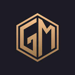 Elegant Hexagon Letter GM Logo Design. Initial Luxurious GM Logo Template