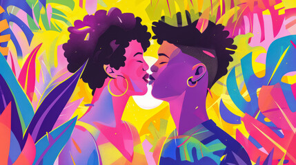 Naklejka premium Colorful vibrant lgbt community pride celebration. Concept illustration on lgbt community.