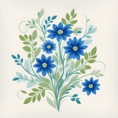 Fototapeta premium Blue Flowers on white