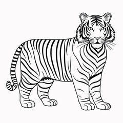 Beautiful Tiger line art coloring pages
