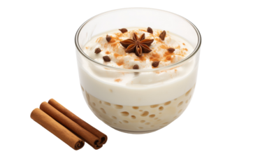 A drink adorned with fragrant cinnamon sticks, creating a cozy and comforting atmosphere
