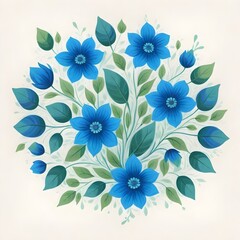 Obraz premium Blue Flowers on white