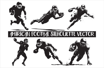 American Football Silhouette Vector line art design, football silhouette clipart.