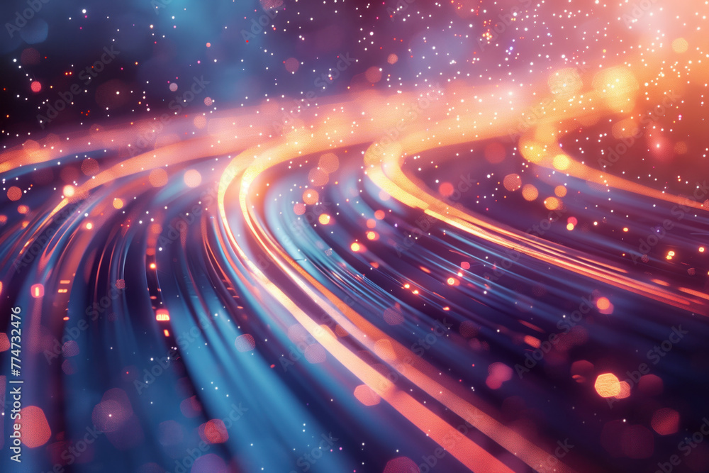 Poster abstract futuristic background with lights and motion blur. a slide background for showcasing digita