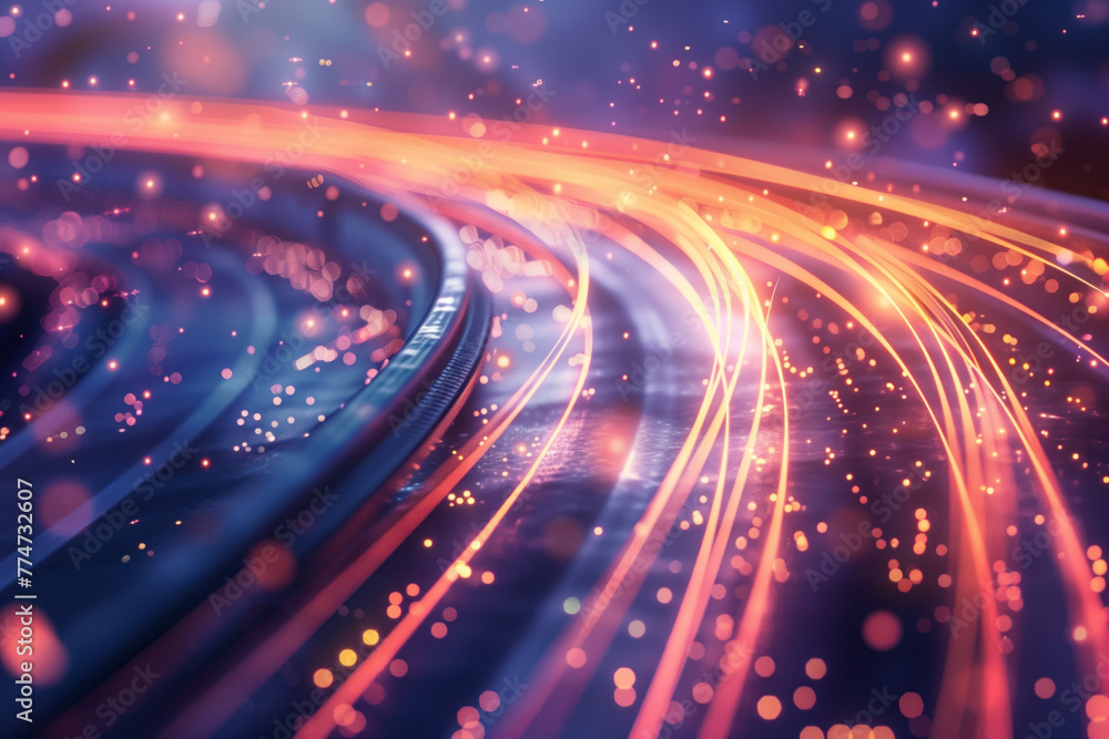 Poster abstract futuristic background with lights and motion blur. a slide background for showcasing digita