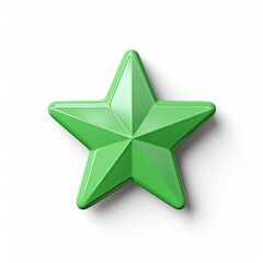 Obraz premium Green one star 3D render clay style, isolated on white background