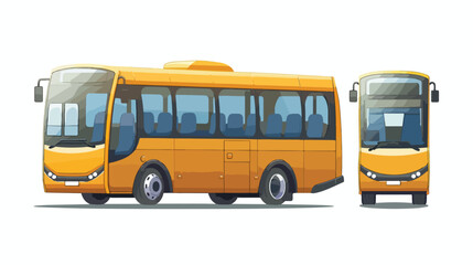 Obraz na płótnie Canvas Cartoon yellow bus on white background Flat vector