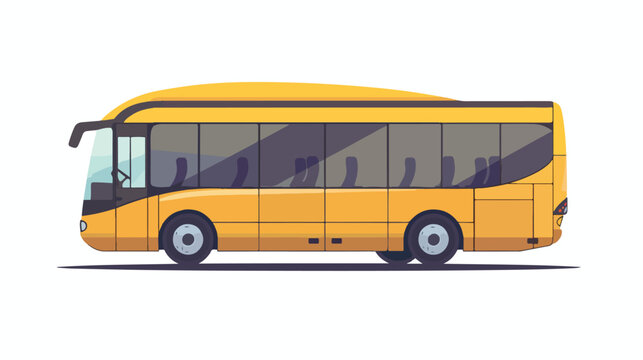 Cartoon yellow bus on white background Flat vector