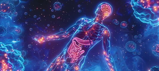 Glowing Human Anatomy A Visual Guide to the Internal Organs Generative AI - obrazy, fototapety, plakaty