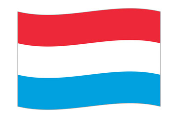 Waving flag of the country Luxembourg. Vector illustration.