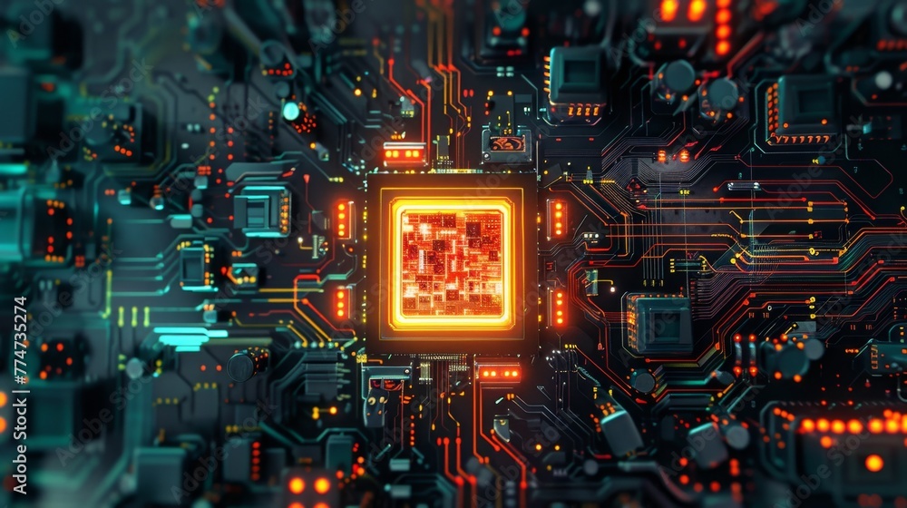 Poster Close Up of Computer Circuit Board