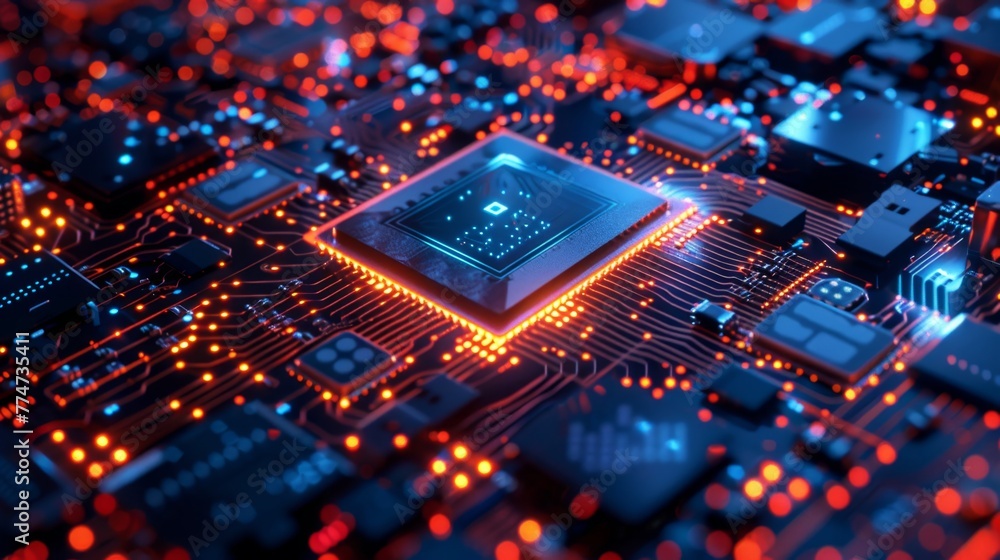 Poster Close-Up View of a Computer Processor