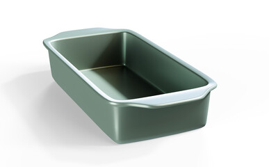 metal baking dish with non-stick coating isolated on white, top view