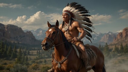 Indian chief on horseback