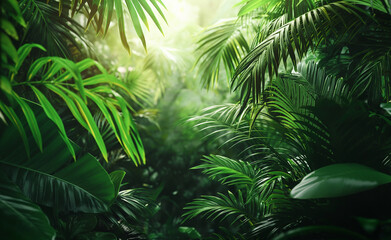 Beautiful green tropical jungle for natural background