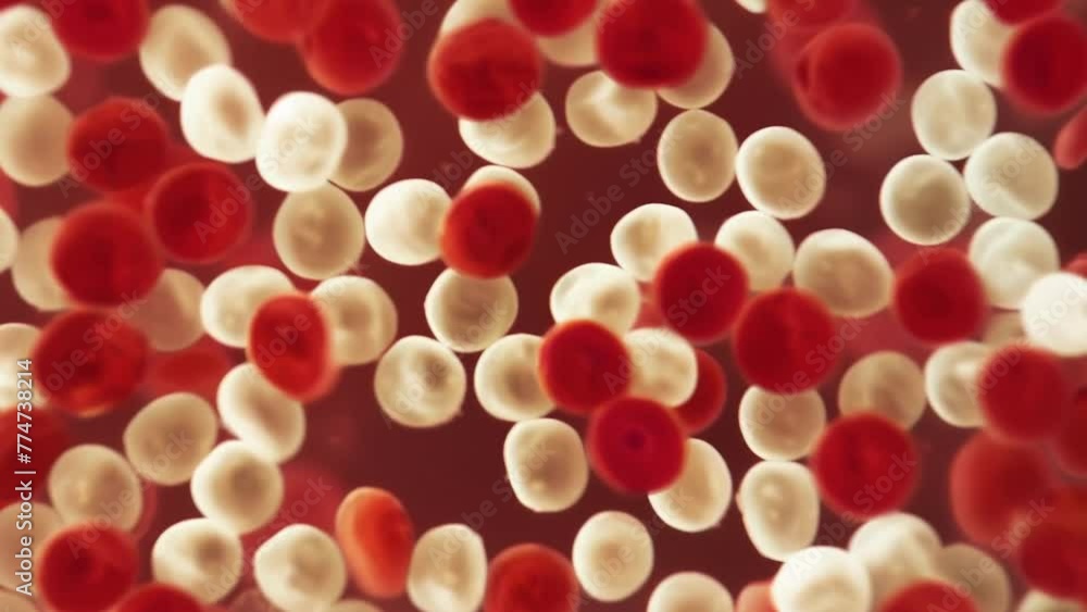 Poster a micrograph showing the size comparison between red and white cells. the red cells are much smaller