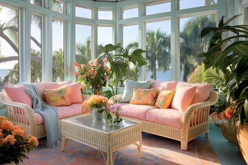 Sunny Florida Room Concepts: Soft Pastel Color Scheme for a Welcoming Vibe