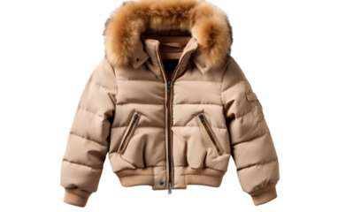 A jacket with a hood and fur collar, exuding sophistication and warmth