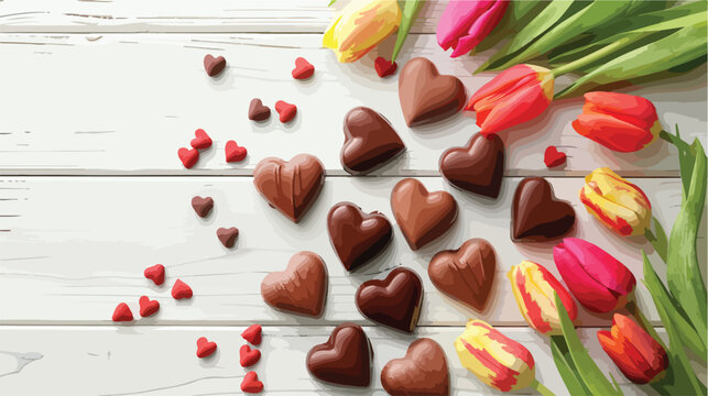 Delicious heart shaped chocolate candies