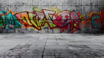 Vibrant Graffiti Covered Concrete Wall in Gritty Urban Setting Ideal for Edgy Street Style Photography