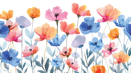 Fototapeta na wymiar Fashion garden background watercolor pattern flower