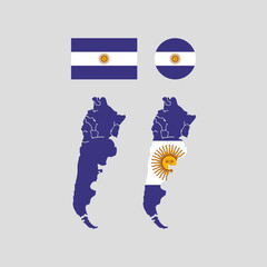 Argentina 1829 national map and flag vectors set....