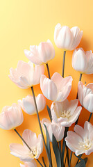 Romantic background with light tulip flowers and place for text