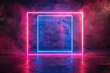 Neon Dreamscape A Pink and Blue Square in a Pink Haze Generative AI