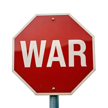 a STOP sign with the word war on isolated white background. png