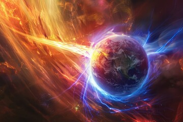 Magnetic storm on planet Earth - obrazy, fototapety, plakaty