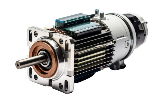 An electric motor isolated on a white background, showcasing innovative technology in a minimalist setting