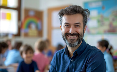 Smiling Teacher Amidst Learning Journey