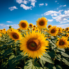A field of sunflowers in full bloom. 