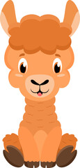 Fototapeta premium Cute Baby Llama Cartoon Character. Vector Illustration Flat Design Isolated On Transparent Background