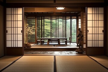 Japanese Traditions: Inspiring Tatami Floors, Sliding Shoji Doors, and Decor - obrazy, fototapety, plakaty