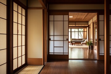 Sliding Shoji Doors & Tatami Floors: Traditional Japanese Hallway Inspiration with Bamboo Accents