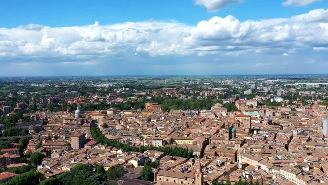 Aerial timelapse video of Reggio Emilia town center. Reggio Emilia, Italy