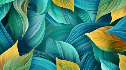 The modern illustration shows abstract creative leaves, waves, and a bright modern background. Ecology concept.