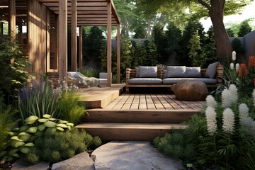 Tranquil Meditation Garden: Serene Seating among Calming Plants