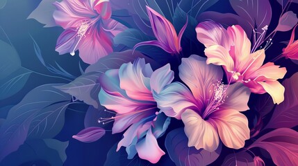 A beautiful illustration of flowers in a new design - obrazy, fototapety, plakaty
