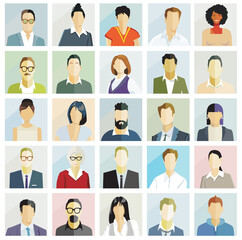 Gruppe von Personen Portrait, Gesichter isoliert auf weißem Hintergrund. illustration - 774747827
